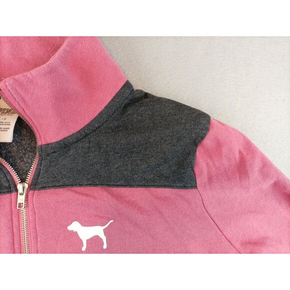 PINK Victoria's Secret Womens Pull Over Sweatshirt Size L 1/4 Zip Black - Picture 3 of 9